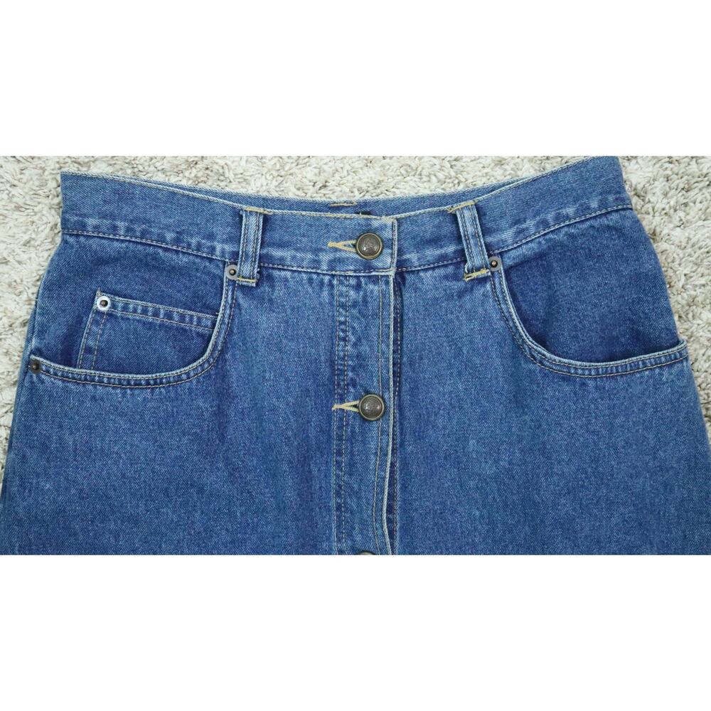 Vintage 90s Y2K Carole Little Sport Button Front Denim Midi Skirt Long Womens 8 - Picture 4 of 8